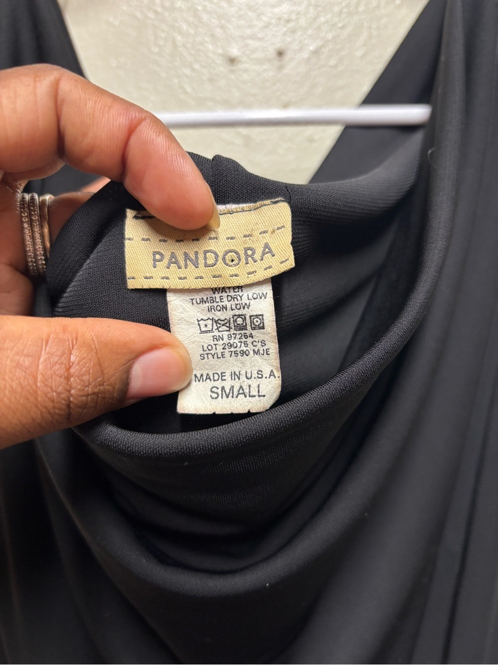 Pandora Black Asymmetrical Cowl Neck Sleeveless Dress small LBD - Picture 3 of 5